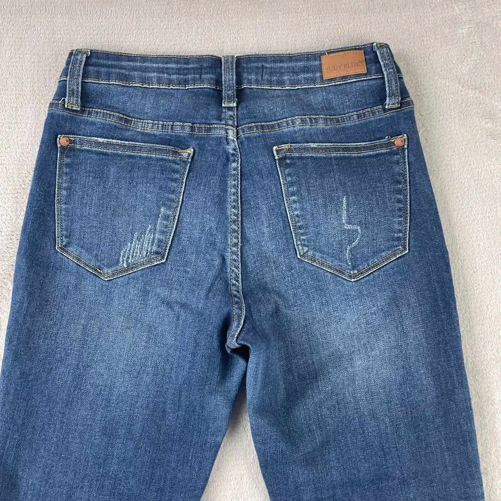 JUDY BLUE Relaxed Fit Jeans Women 28x26 Blue Whiskering Zip‎ Fly JBB2102DK - Picture 6 of 12